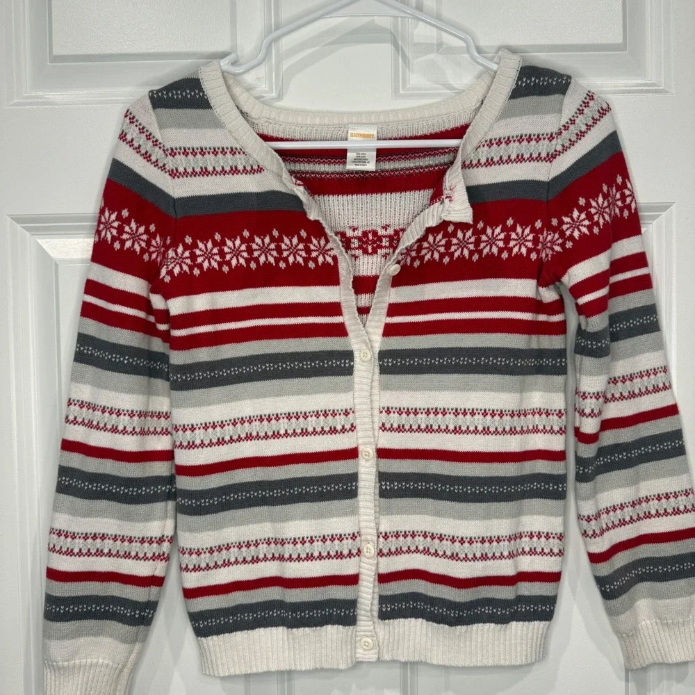 Gymboree Girls Fair Isle Snowflake Cotton Cardigan‎ Sweater Size L 10/12